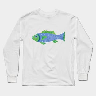 blue fish painting Long Sleeve T-Shirt